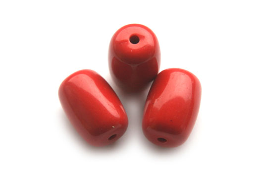 Acrylic oval bead Pillola, 15x22mm, Red, 10 pcs