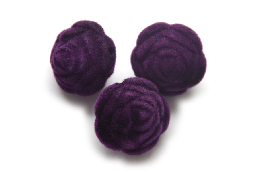 Flower shaped acrylic bead, fluffy, 25x21mm, Purple, 10 pcs