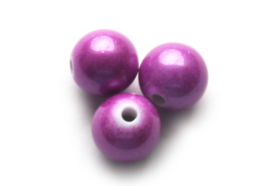 Round glimmende acrylic bead, 10mm, Purple, 100 pcs