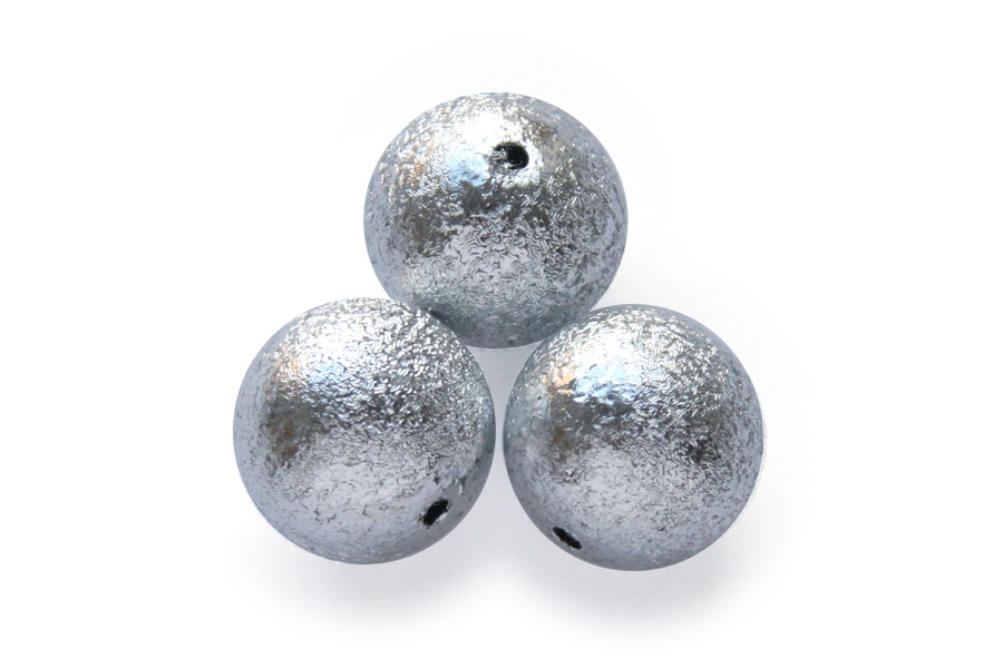 Round acrylic bead, 16mm, stardust silver, 25 pcs