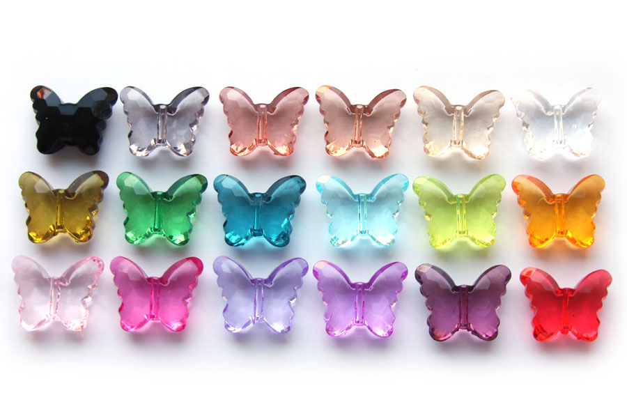 Butterfly shaped acrylic facetted bead mix, 29x24mm, 10 pcs