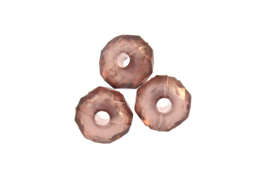 Rondelle bead, acrylic, facetted, 6x3mm, Brown, 50 gr