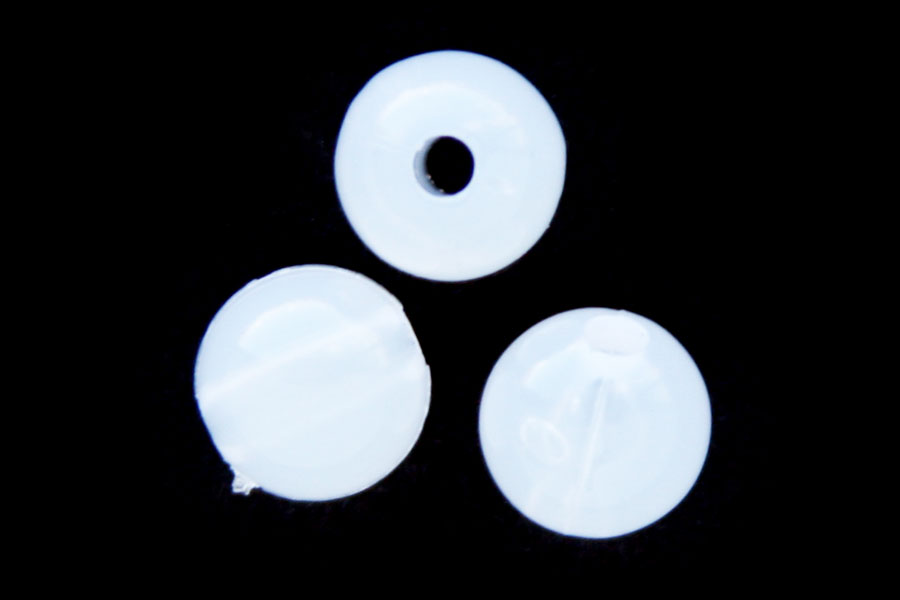 Round acrylic bead, semi transparant,  8mm, White, 100 pcs