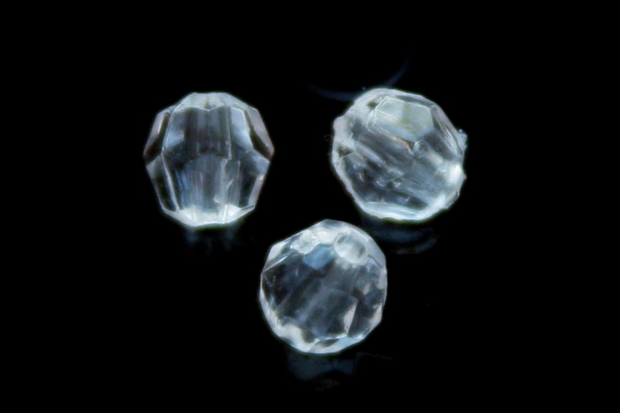 Acrylic facetted bead,  6mm, Transparant, 50 gr