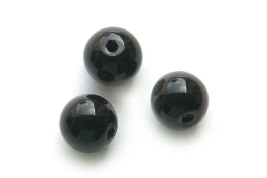 Round glass bead, 10mm, Black, 85 pcs