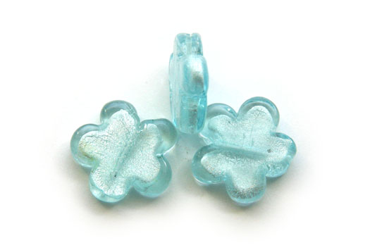 Flower-shaped silver foil bead, 23mm, Turquoise, 10 pcs
