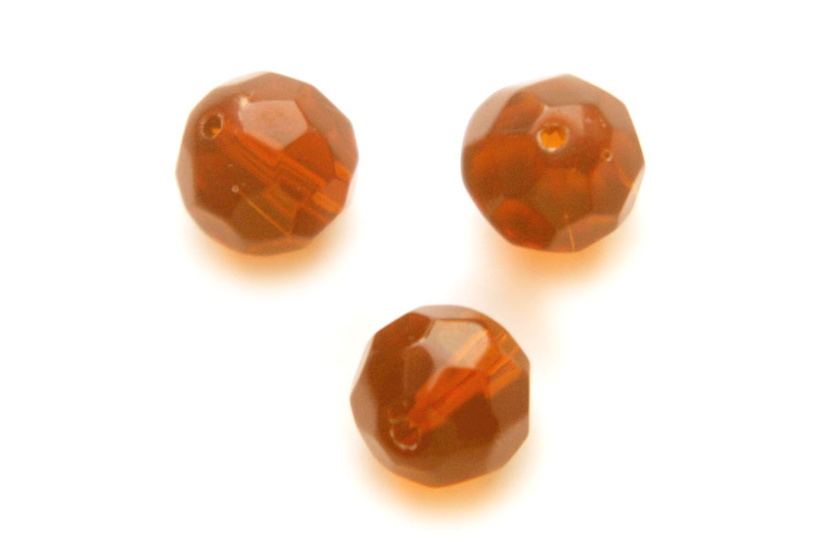 Round Facetted bead, 12mm, Brown, 29 pcs
