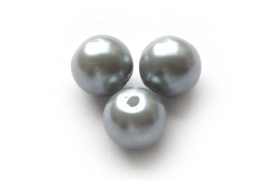 Round glass pearl,  8mm, Grey, 100 pcs