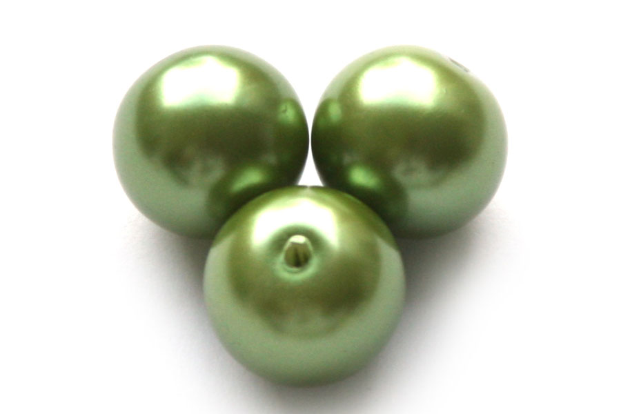 Round glass pearl, 12mm, Green, 50 pcs