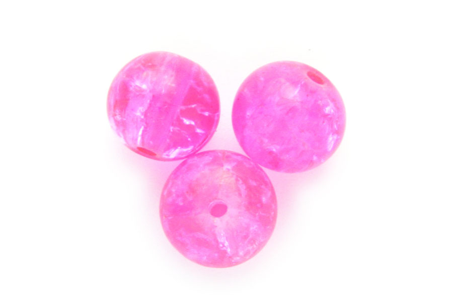 Round crackle bead, 10mm, Bright Pink, 100 pcs