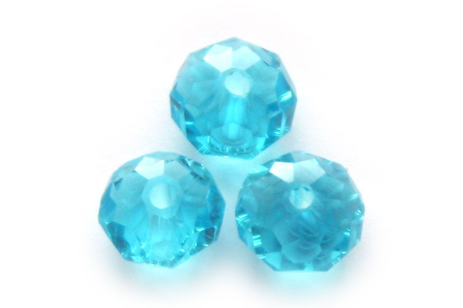 Rondelle bead, crystal, facetted, 6x8mm, Turquoise, 70 pcs