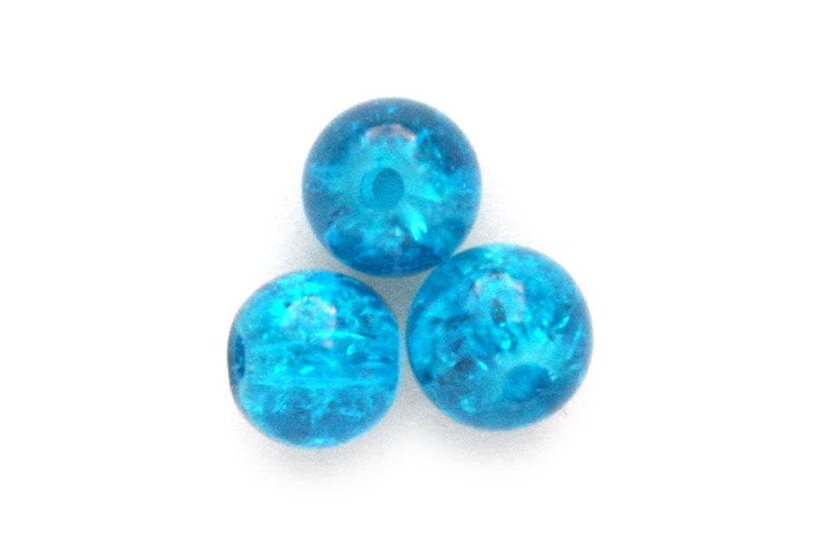Round crackle bead,  6mm, Bright turquoise, 150 pcs