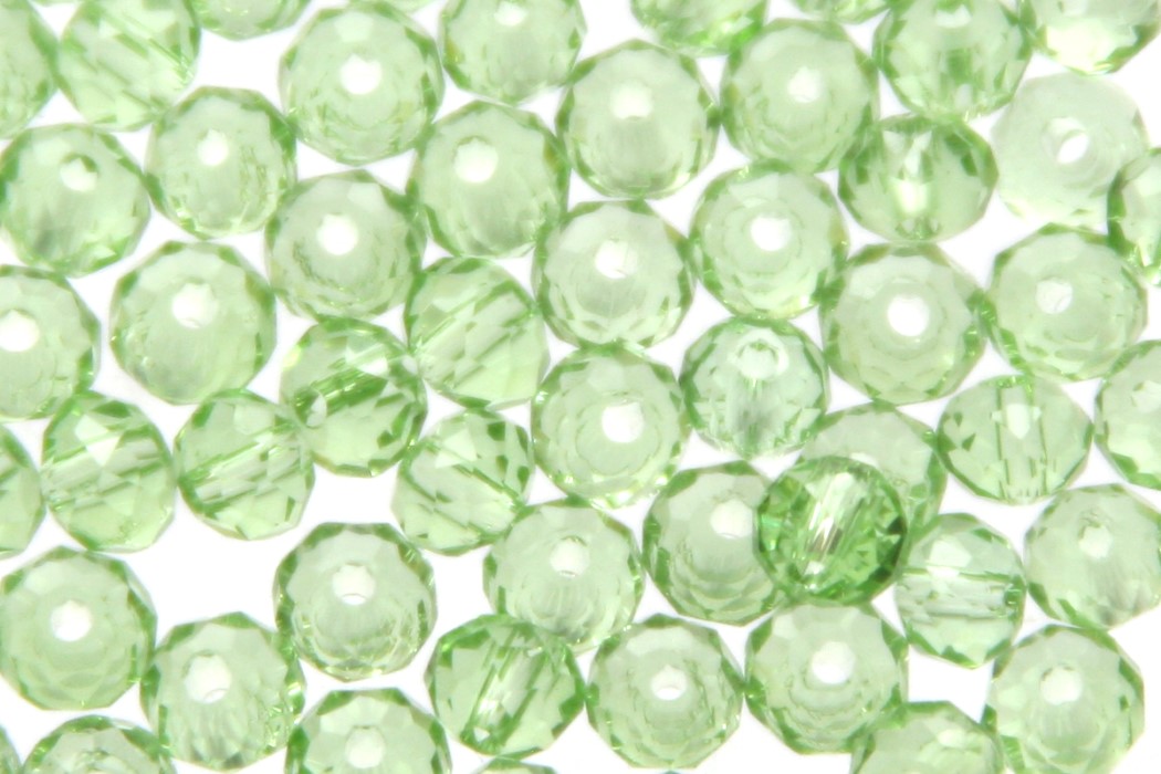 Rondelle bead, crystal, facetted, 3x4mm, Light Green, 90 pcs