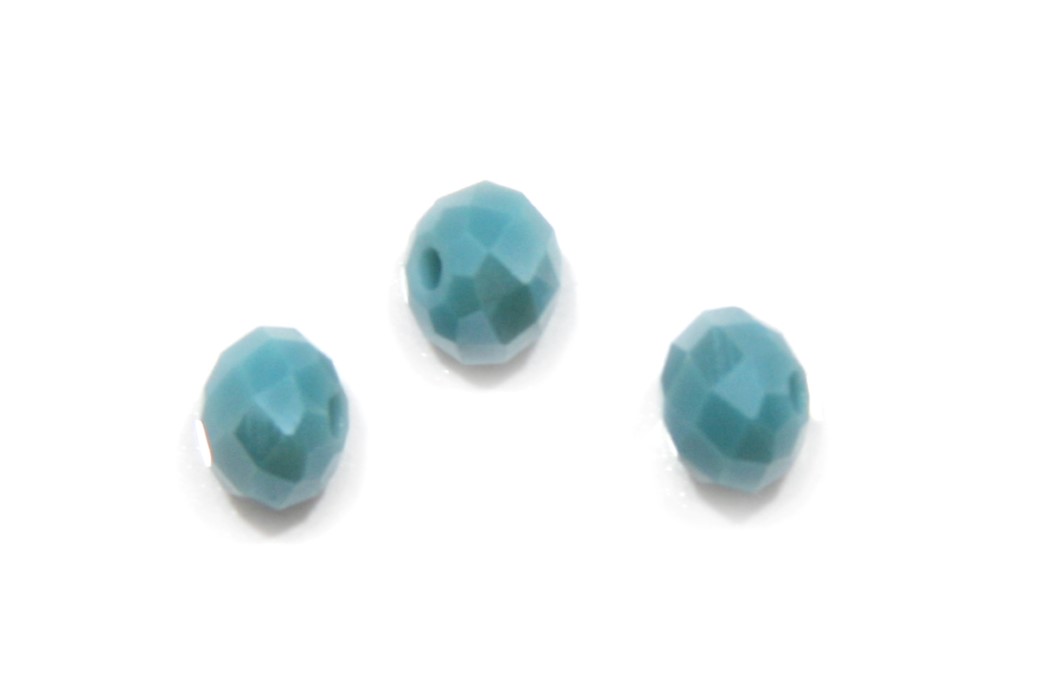 Rondelle kraal, kristal, facet, 4x6mm, Turquoise, AB shine, opaq