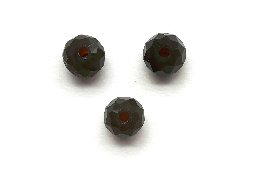 Rondelle bead, crystal, facetted, 6x5mm, Dark Olive Green, 70 pc