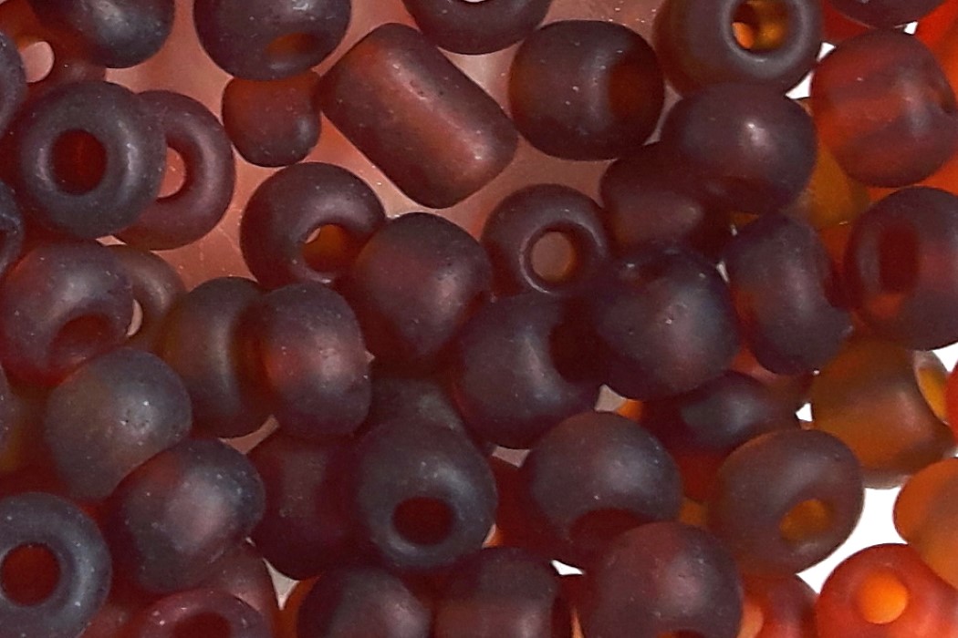 Glass seed beads, transparant,  4mm, Matte Brown, 50 gr