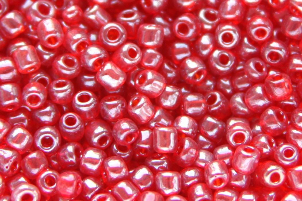 Seed beads, glass, semi transparant,  3mm, Red, 50 gr