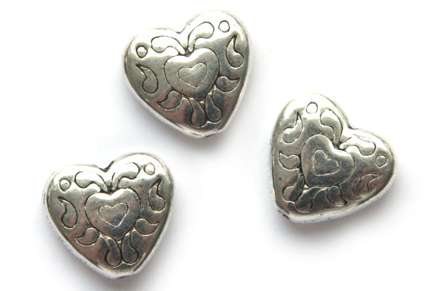 Little Heart, Metal bead, 10x11mm, 20 pcs