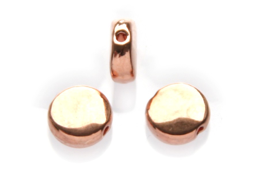 Flat round bead, smooth,  7mm, Rose Gold, 25 pcs