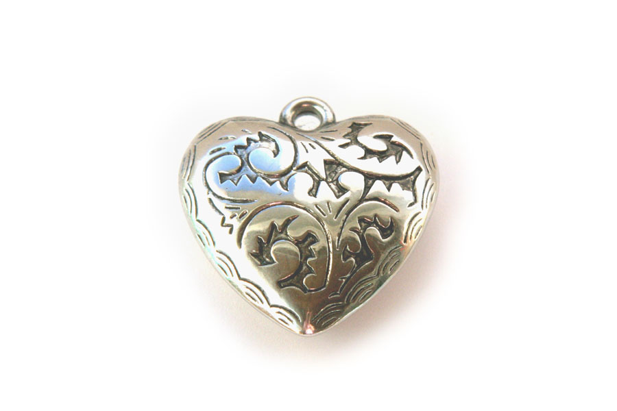 Heart-shaped convex metal coated pendant, 41x45mm, 10 pcs