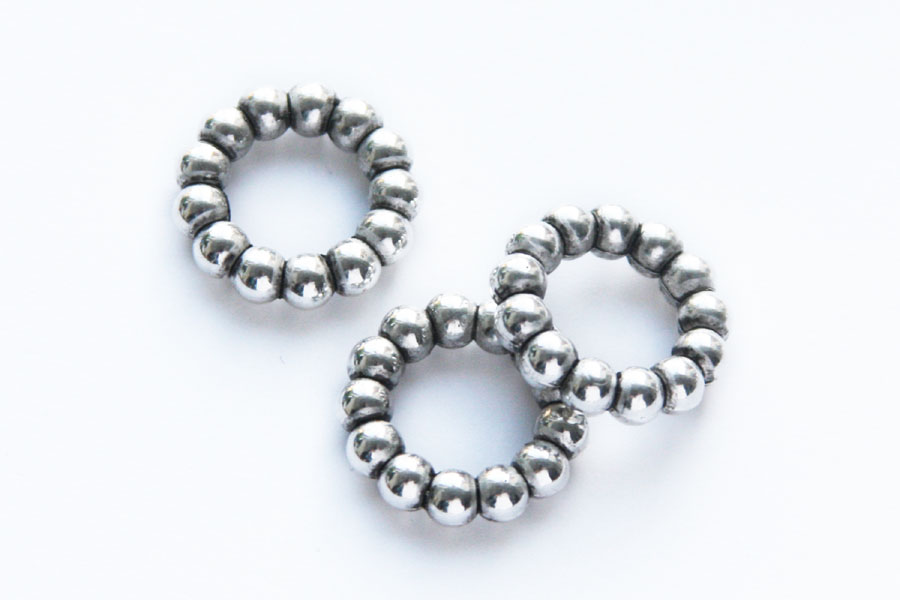 Ring met balletjes, metal coated, 19mm, 25 st
