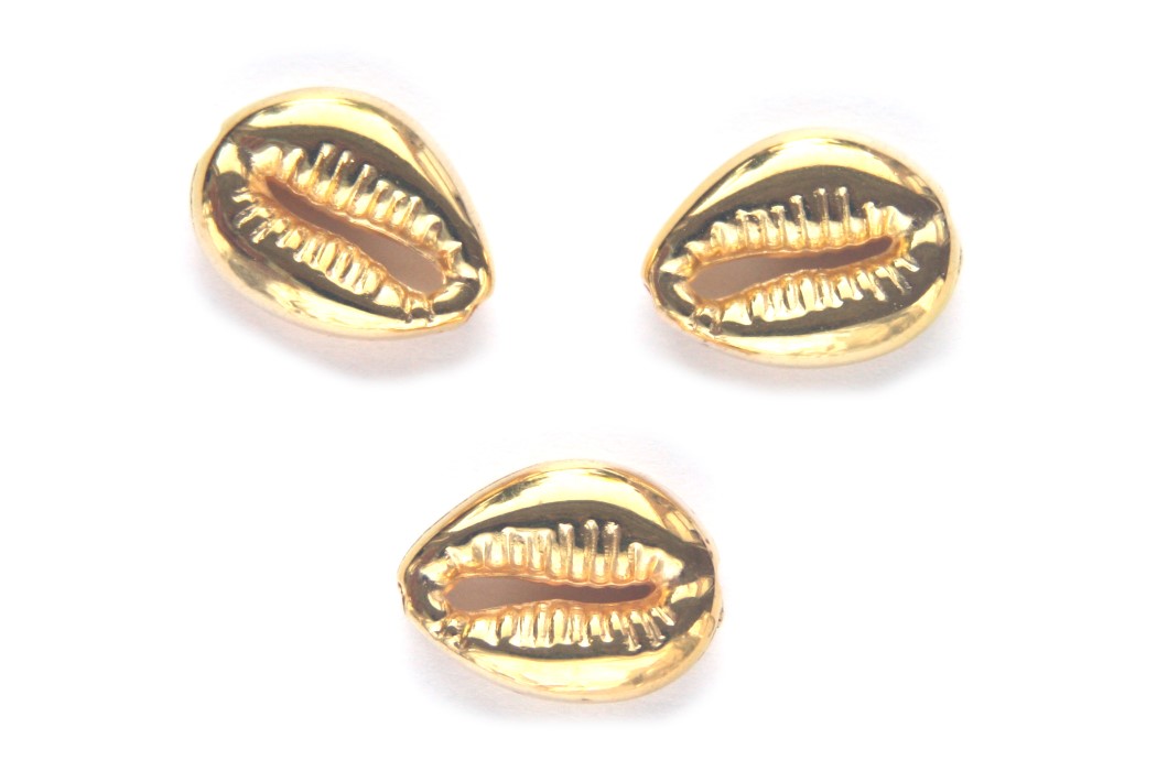 Cowrie Shell bead connector, metal look, 18x13,5mm, Gold, 10 pcs