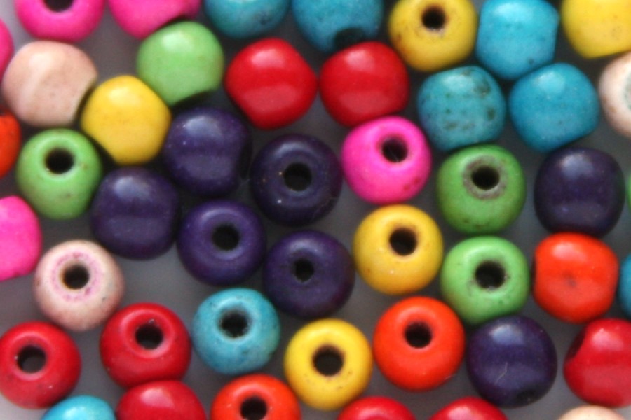 Bead mix, Round bead, Synthetic Turquoise,  4mm, Multi Colour, 7
