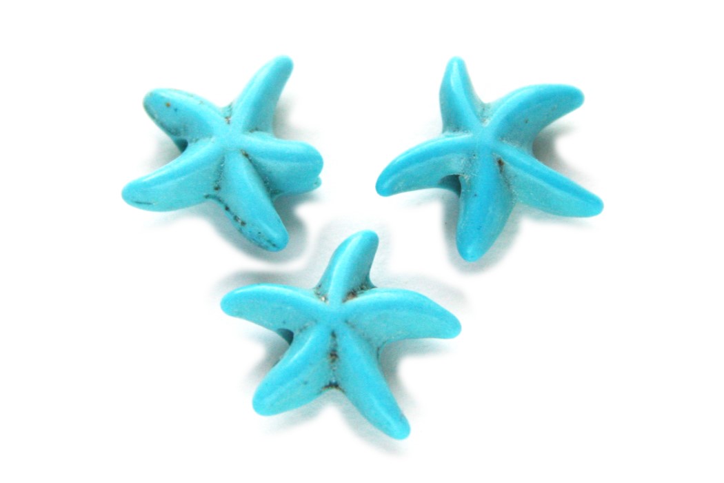 Starfish, Ceramic Turquoise / Howlite, 15,5x13,5mm, Turquoise, 2