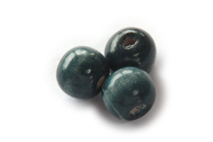 Round wooden bead, 10mm, Blue Green, 100 pcs