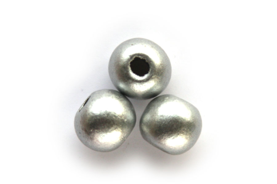 Round wooden bead, 10mm, Silver, 100 pcs