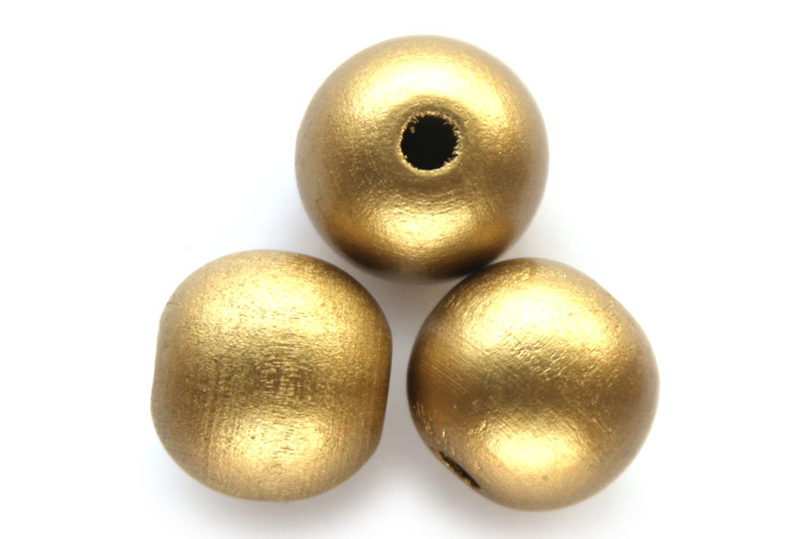 Round wooden bead, 19mm, Gold, 50 pcs
