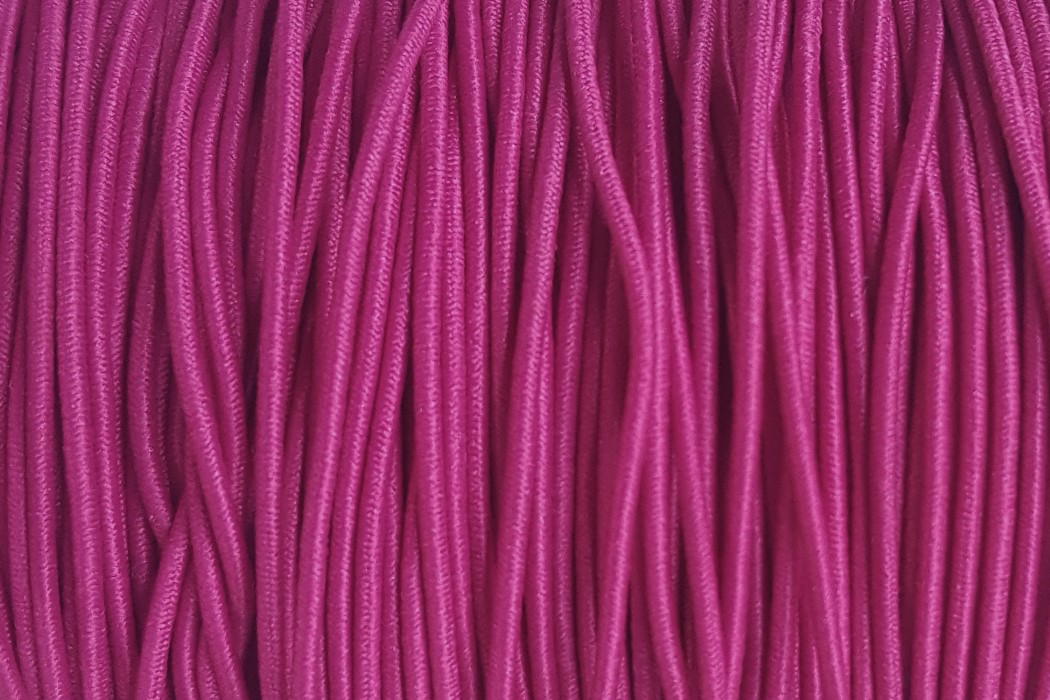 Colored round elastic ribbon,  1mm, Fuchsia, 10 m