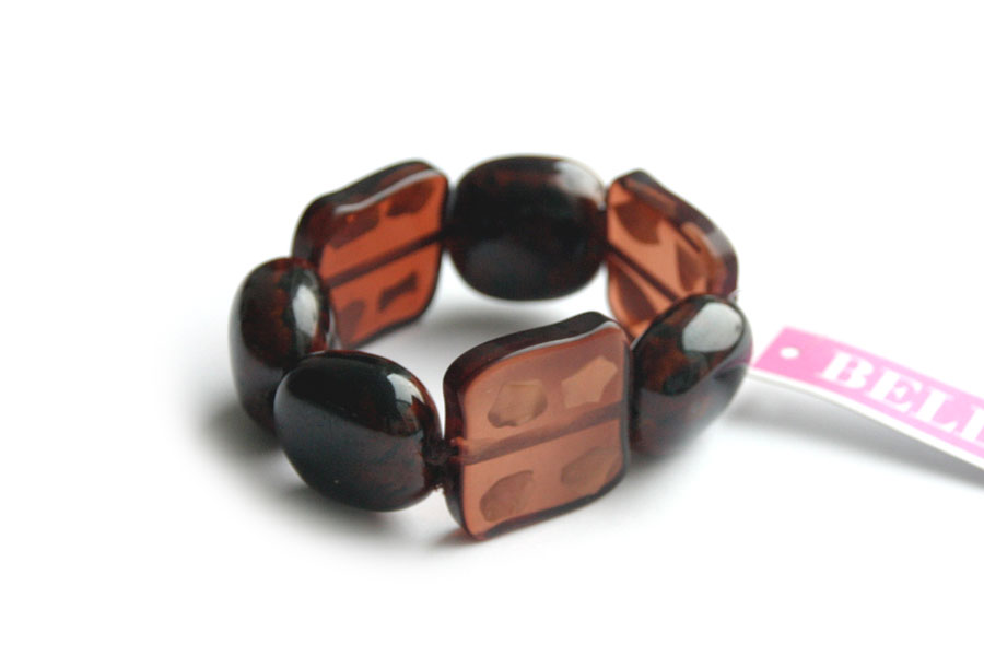 Bracelet with large brown ceramic and resin beads, 1 pc