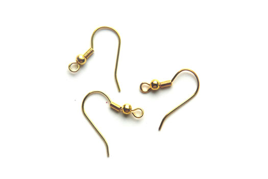 Earring wire, gold color, 12 mm, 100 pcs (50 pair)