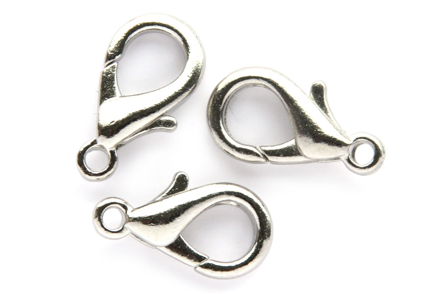 Lobster claw clasp, platina plated, 21x11mm, 25 pcs