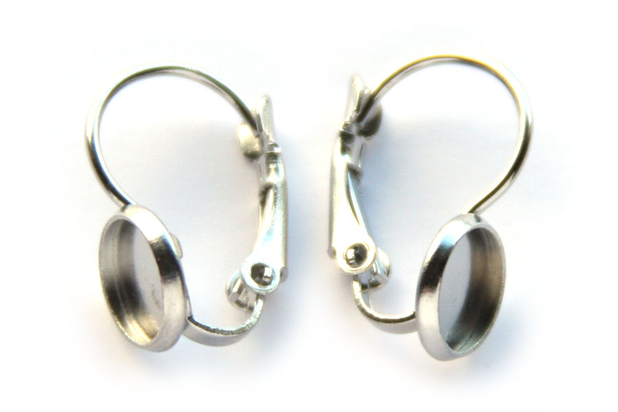 Ear ring with setting 8mm, DQ, Stainless steel, 2 pair (4 pcs)