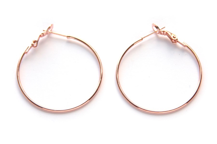 Earrings, metal, 35x36mm, Rose Gold, 3 pair (6 pcs)
