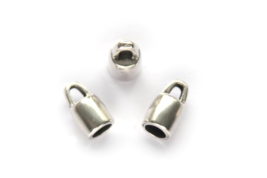 End cap DQ, opening 4mm round,  6mm, Antique silver, 6 pcs
