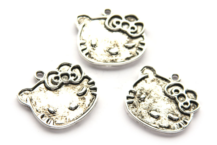 Hello Kitty, metal pendant, 24x21mm, 10 pcs