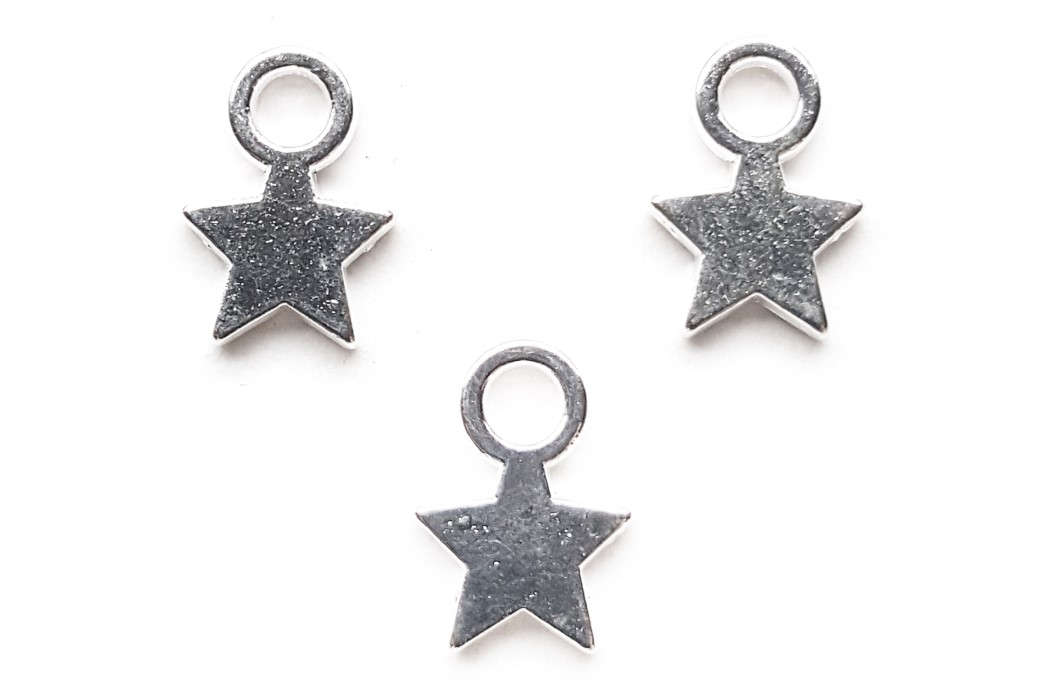 Little star, metal pendant/charm, 10x8mm, Silver, 50 pcs