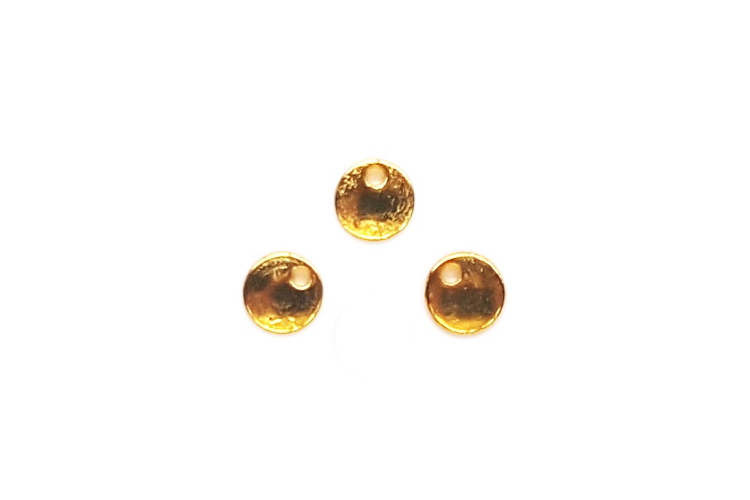 Round, flat round pendant/charm, metal, 8x1,5mm, Gold, 20 pcs
