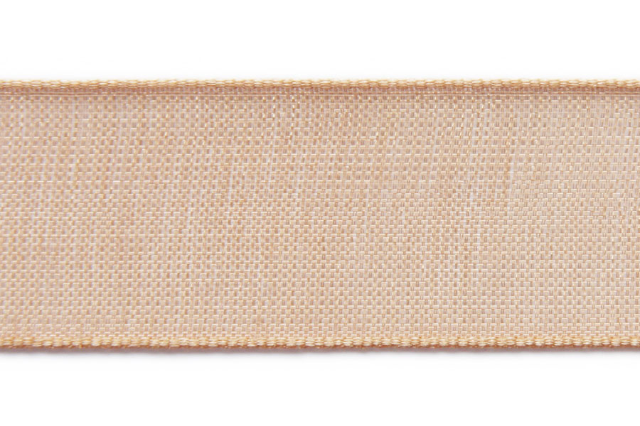 Organza ribbon, 25mm wide, Light brown, 5 m