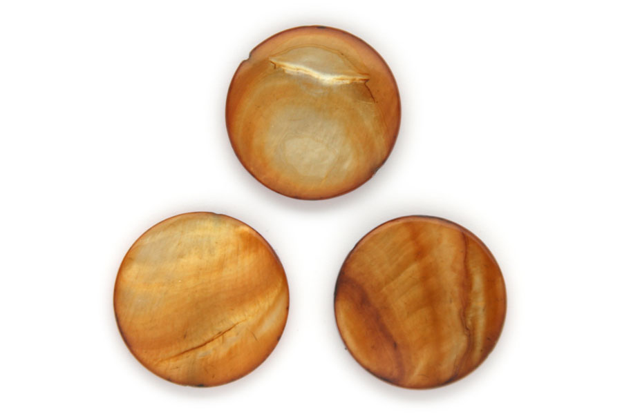 Round flat pearl bead, 25mm, Brown, 15 pcs