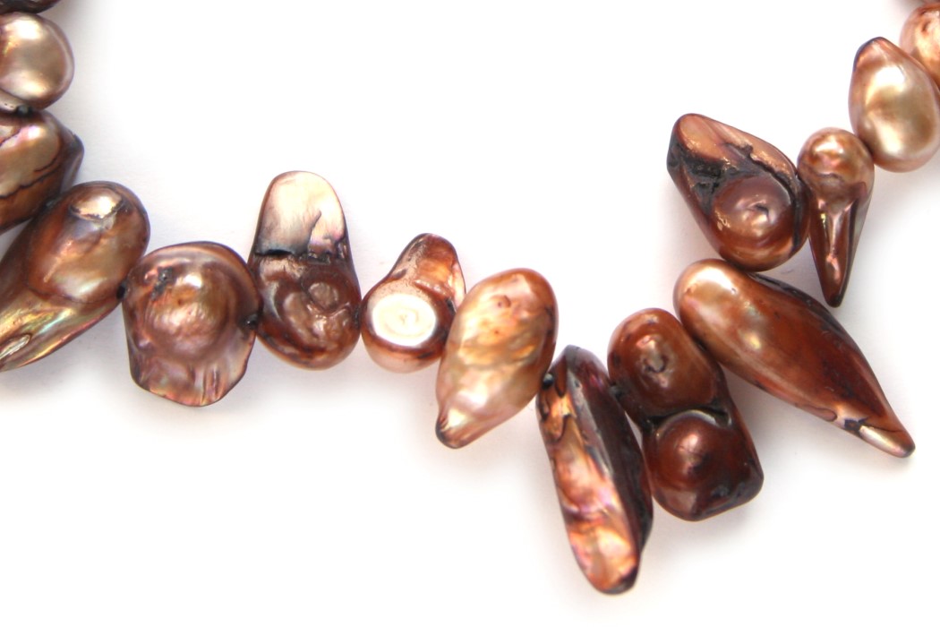 Sweet water pearls, around 50 pcs, 7-13mm, Brown, 45 pcs
