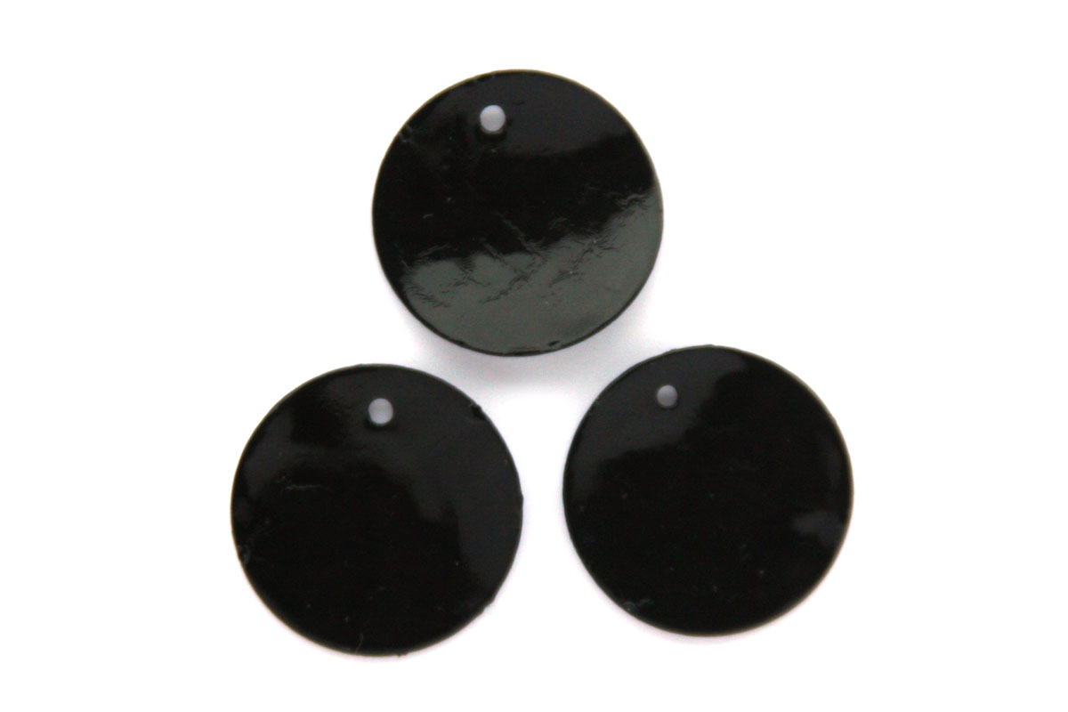 Round mother of pearl pendant, 20mm, Black, 25 pcs