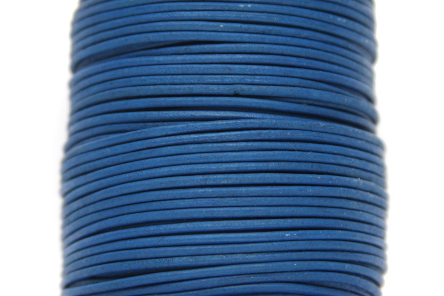Leather cord, 1,5 mm diam., Blue, 5 m
