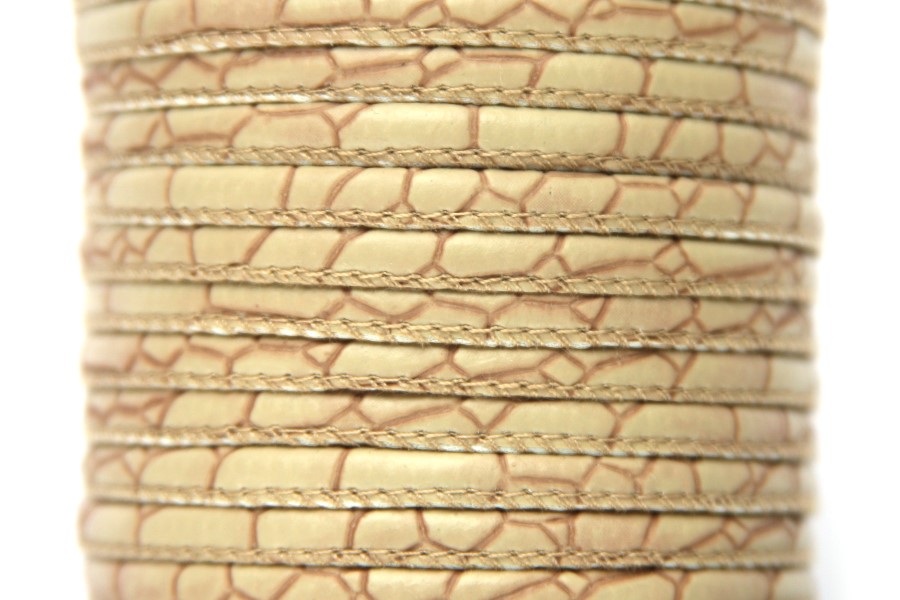 Eco Nappa Leer, DQ, 4mm, Licht bruin snake skin, 1 m