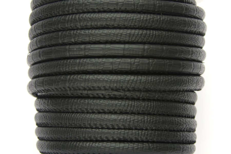 Eco Nappa Leather, DQ, 6mm, Black snake skin, 1 m