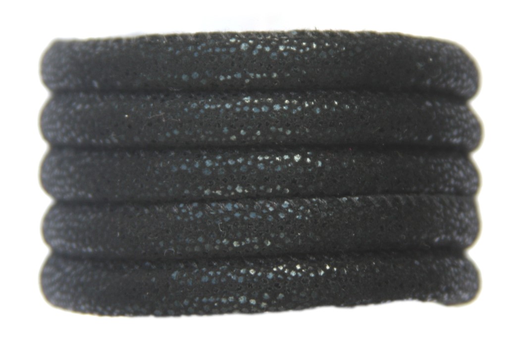 Stitched cord, metallic effect, 6x7mm, Black, 1 m